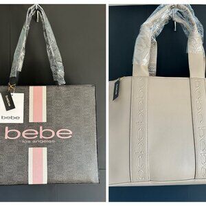 NWT Lot of Two Bebe Totes: Hana in Taupe and Ember in Black with Insert